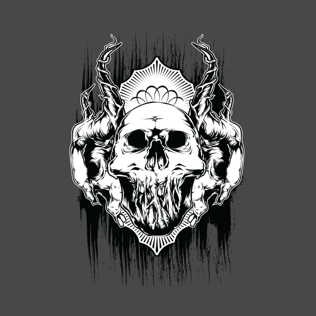 Horned Skull with Crown Halloween Graphic by extrinsiceye