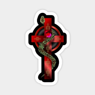 Red Rosy Cross and Green Serpent Magnet