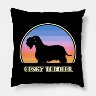 Cesky Terrier Vintage Sunset Dog Pillow