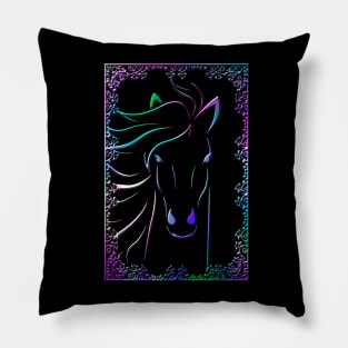 Horse Animal Wildlife Forest Nature Chrome Graphic Pillow