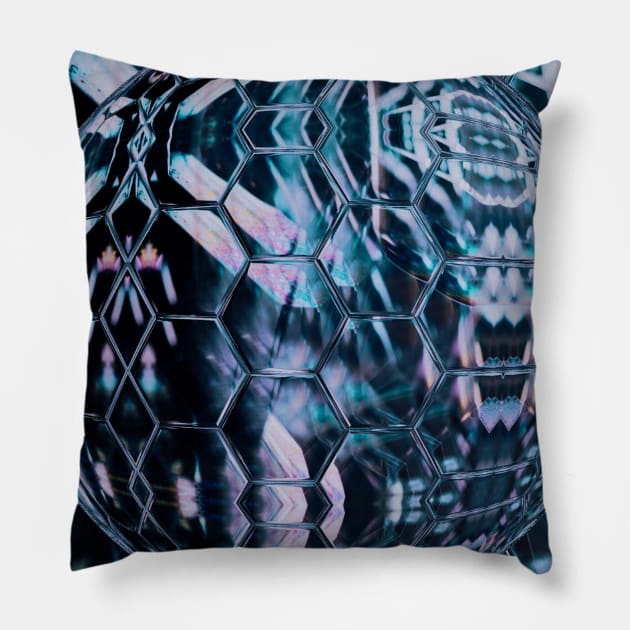 Blue Gemstone Crystal Abstract Quartz Pillow by Moon Art