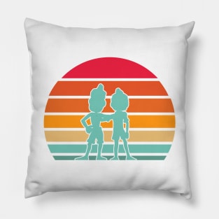 Italian Sunset with Luca and Alberto - Cartoon White Pillow