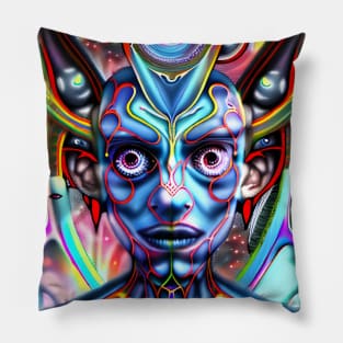 Transdimensional Elf (9) - Trippy Psychedelic Art Pillow