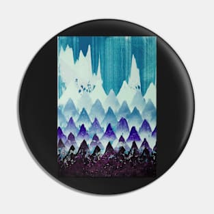 Oil painting abstract  pine forest and mountain BLUE style Pin