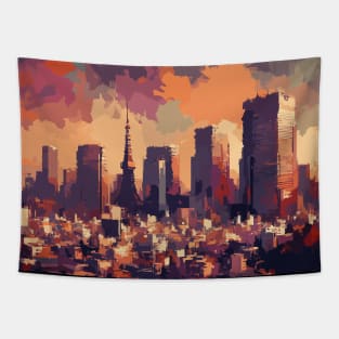 Tokyo Japan cityscape Impressionism Painting Tapestry