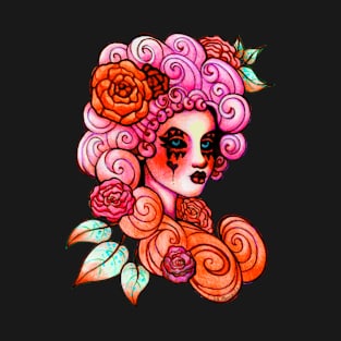 Peachy Pink Curls Lady T-Shirt