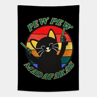 Funny Cat With Guns Tapestry