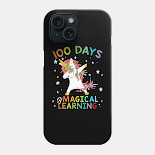 100Th Day Of School Dabbing Unicorn 100 Days Learning Phone Case