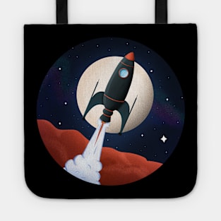 Black Rocket ship launching in space Tote