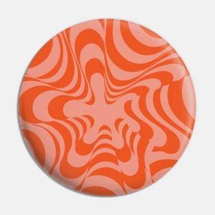 Abstract Groovy Retro Liquid Swirl Red Pattern Pin