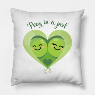 Peas in a Pod (Heart) White Pillow