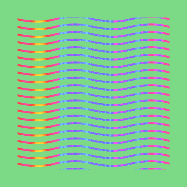 Wavy Lines Rainbow on Soft Green by ArtticArlo