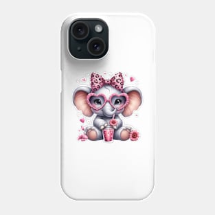 Valentine Elephant Drinking Ice Cream Phone Case