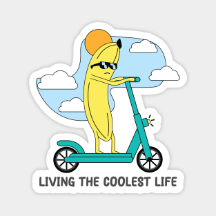 funny Banana Riding a Scooter : Living the banana life Magnet