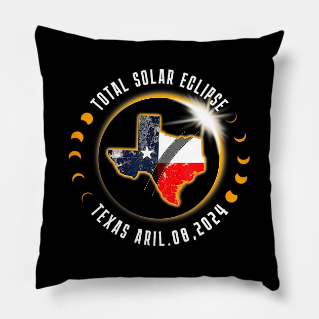 Solar Eclipse 2024 Total Solar Eclipse State Texas Pillow by Diana-Arts-C