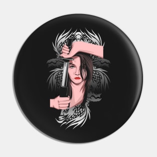 Katana Girl Pin