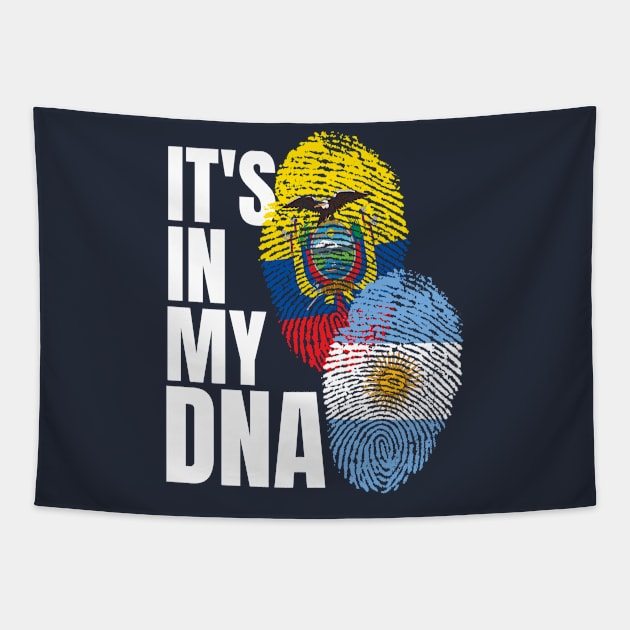 Argentinian And Ecuadorian DNA Flag Heritage Gift Tapestry by Just Rep It!!