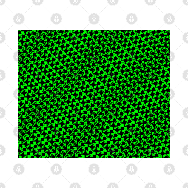 Pattern hexagonal green on black background by la chataigne qui vole ⭐⭐⭐⭐⭐