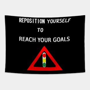 Reposition Yourself Illustration on Black Background Tapestry