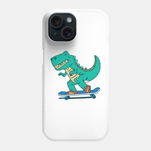 Dinosaur skateboarding cartoon design Phone Case