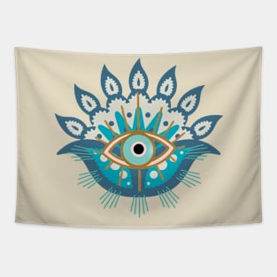 Hazey Blue Evil Eye, Karma Good Luck Charm Tapestry