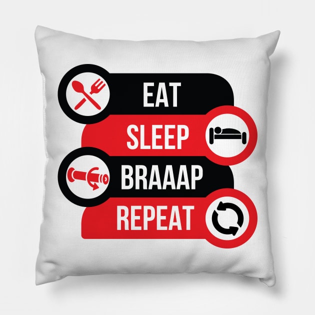 Eat Sleep Braaap Repeat Pillow by Dirt Bike Gear