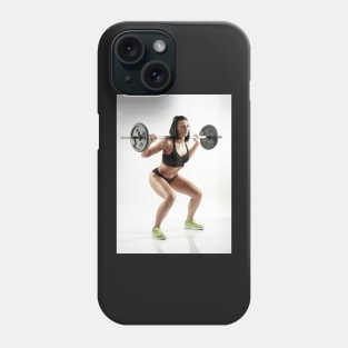 Young woman doing barbell squats Phone Case