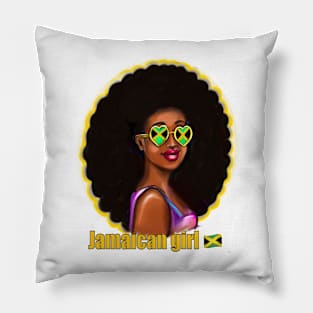 Best Jamaican clothes for women and girls  Jamaica flag  colors colours natural afro hair. The best Gifts for black women 2022 Jamaica Pillow