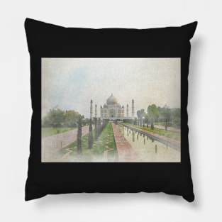 Taj Mahal Agra India Watercolour Pillow