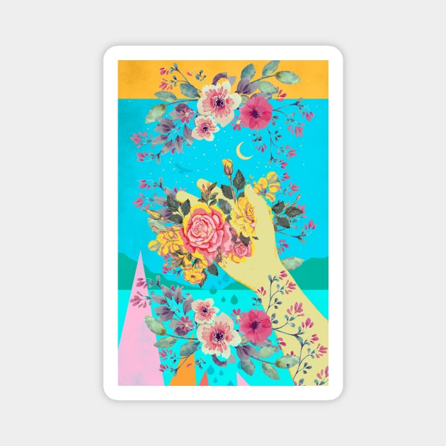HAND OF FLOWERS Magnet by Showdeer