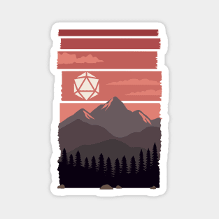 Sunset Over Mountains Polyhedral Dice Sun Tabletop RPG Landscape Magnet