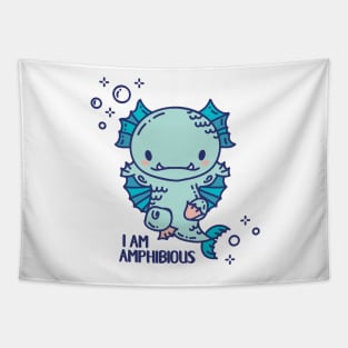 Cute Amphibious monster swimmer Tapestry