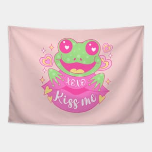 Frog In Love XOXO Kiss Me Happy Valentines Day Tapestry