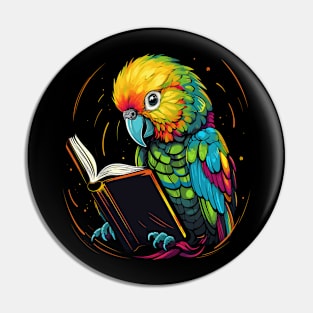 Parakeet Reads Book Pin