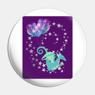 Baby dragon with balloons Pin