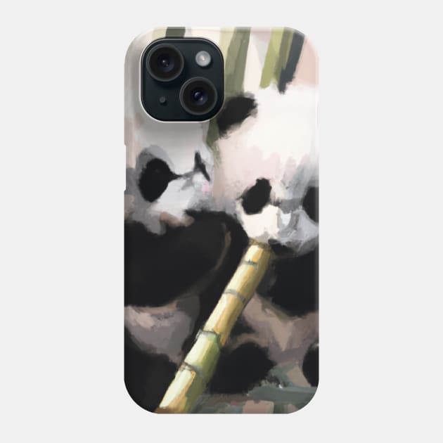 Baby Panda Bears eating bamboo Phone Case by Cotton Candy Art