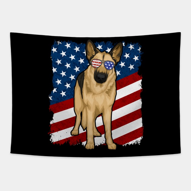 German Shepherd Dog American Flag Tapestry by RadStar