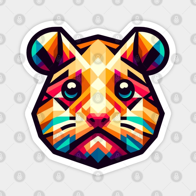 Geometric Hamster Portrait: Colorful Polygon Art Magnet by AmandaOlsenDesigns