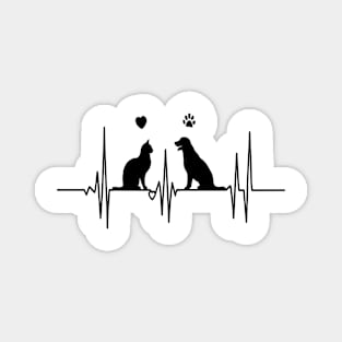 Cat and Dog Heartbeat line Magnet