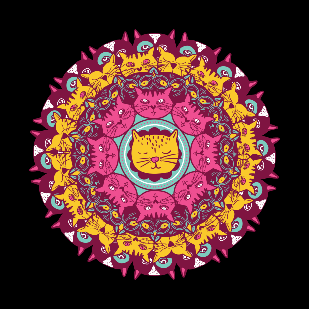 CAT MANDALA colorful cute kittens by Midoart