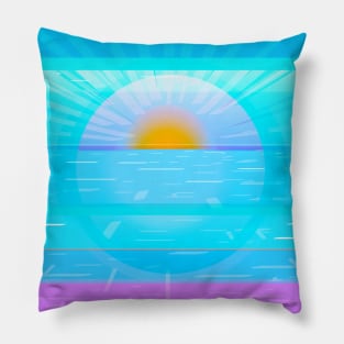 Turquoise Aesthetic, Pink Striped Sunrise Pillow