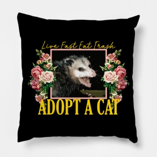 Adopt a Cat Possum Floral Aesthetic Pillow