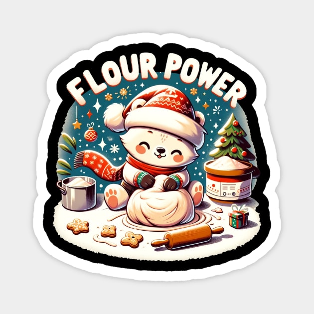 Flour Power Kawaii Christmas Polar Bear Baking Magnet by TheCloakedOak