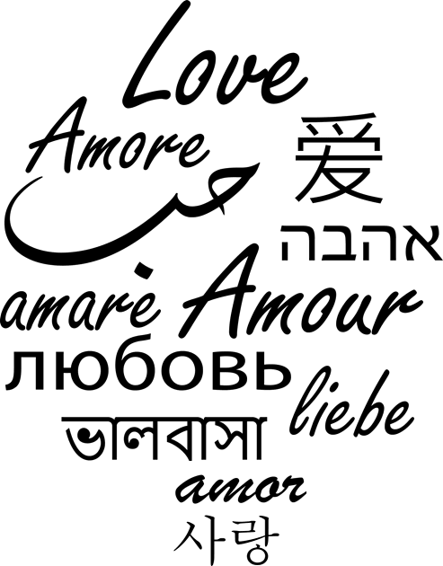 Love in all languages of the world Kids T-Shirt by adouniss