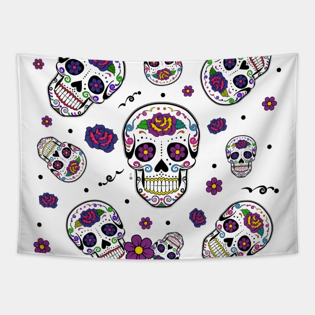 Sugar skull pattern Tapestry by HagalArt