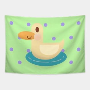 This duck is so happy in his tiny pond Tapestry