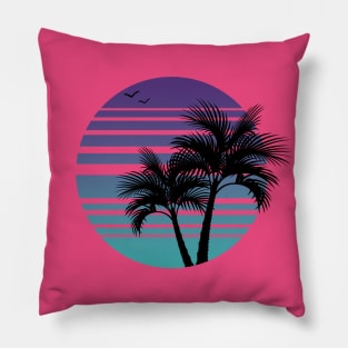 Synthwave - Vaporwave - California - Florida - 80s - Purple & Turquoise Pillow