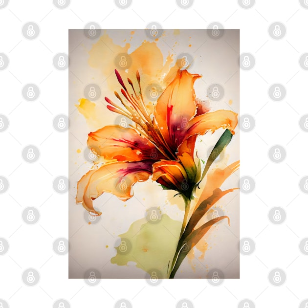 Beautiful Orange Watercolor Daylily by designs4days
