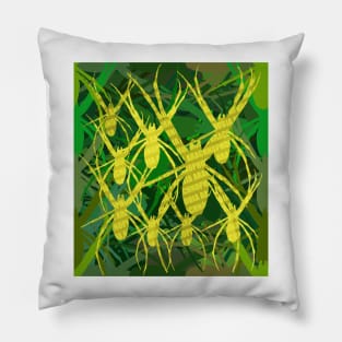 Arachnophobia Green Yellow Pillow