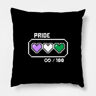 Genderqueer Pride Videogame Life Bar Hearts Pillow